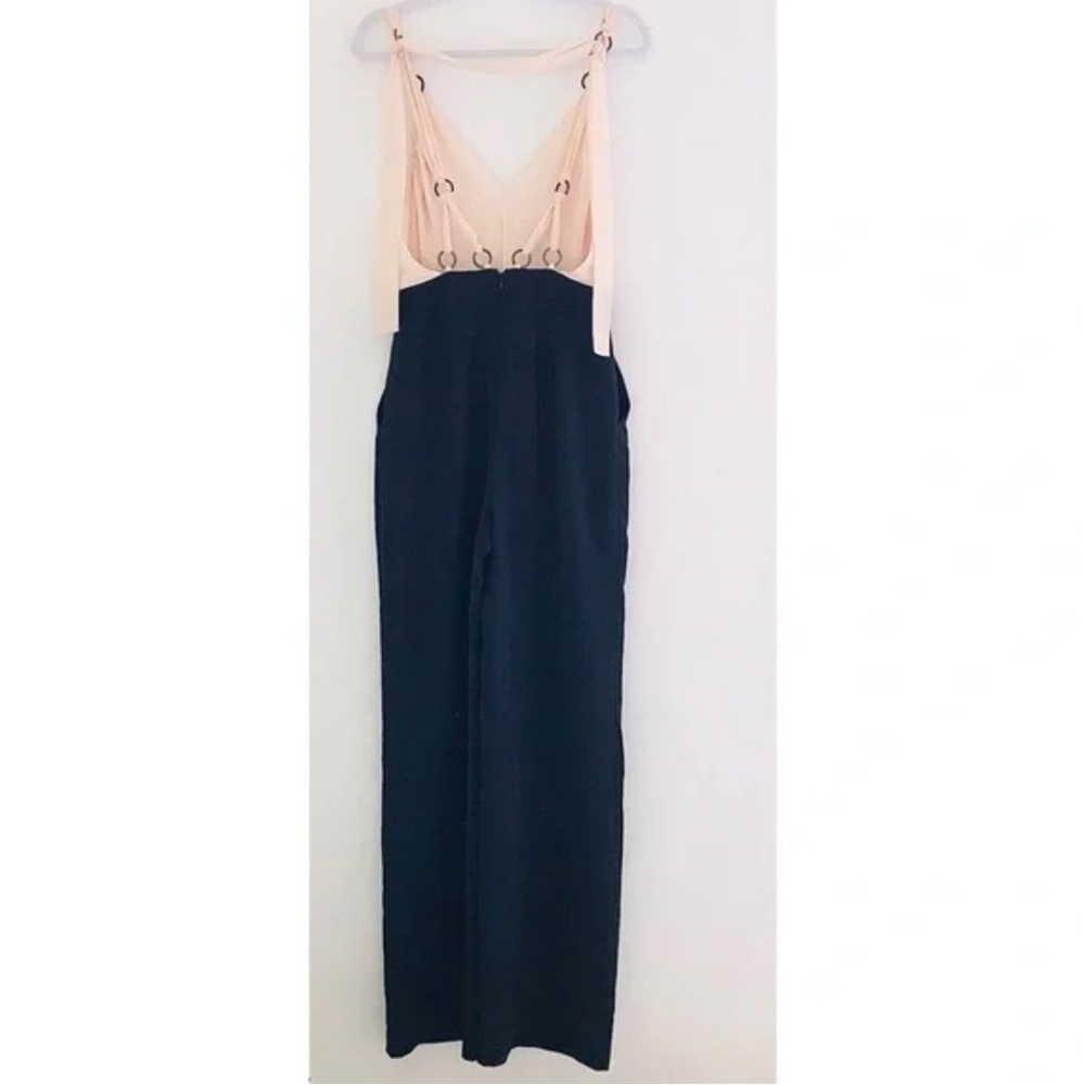 NEW Reiss Tie-Strap Jumpsuit Pale Pink & Black pant elegant suit Medium $470 - Picture 10 of 16